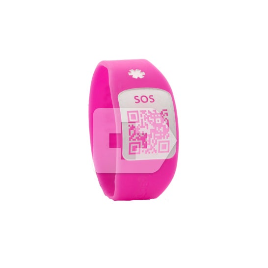 Pulseira de silicone SOS QR rosa TS 1ud