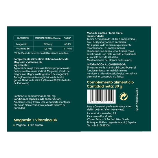 DocMorris Magnesio + Vitamina B6 60comp
