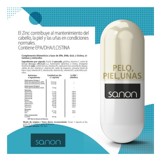 Sanon Pelo, Piel, Uñas 742.65mg 365caps