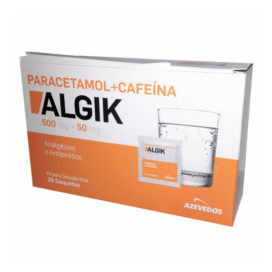 Azevedos Algik Paracetamol 500mg + Cafeína 50mg 20 Saquetas