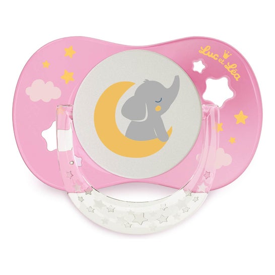Luc et Lea Chupete Noche Anatómico Elefante Rosa 0-6M 1ud
