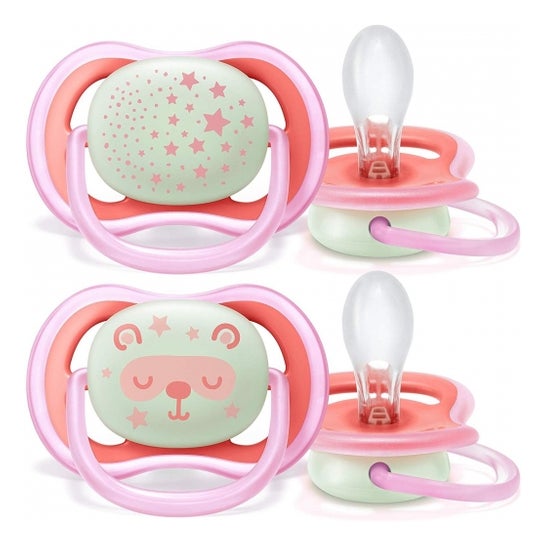 Philips Avent Ultra Air Soother Nocturnal Pink 2 unidades