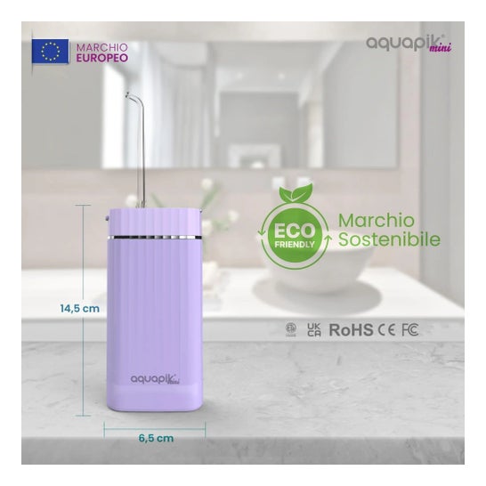 AquaPik Kit Mini Irrigador Bucal Portátil Viagens Carga Usb Roxo
