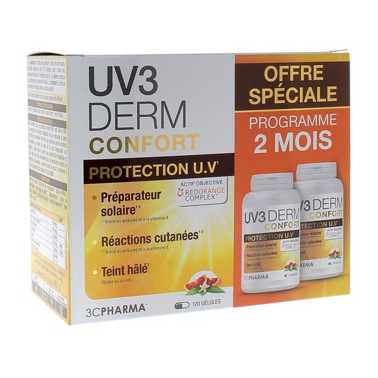3C Pharma Pack UV3 Derm Confort Protection U.V 2x60 Pérolas