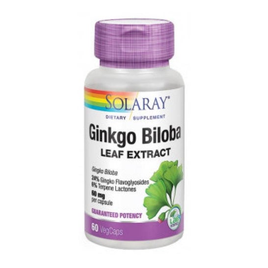 Extrato de Ginkgo Biloba Solaray 60 Mg 60 Tampas