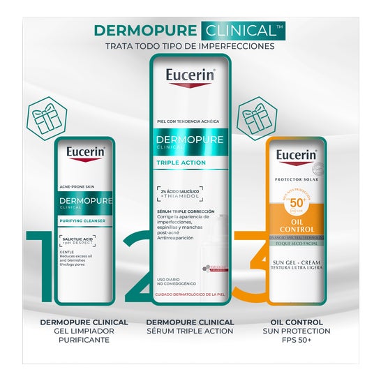 Eucerin Piel Grasa DermoPure Serum + Gel Limpiador 20 ml + Solar 5ml
