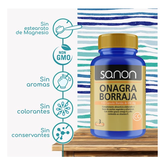 Sanon óleo de onagra e de borragem 110 cápsulas moles 250 mg
