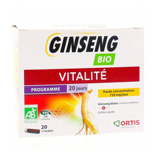 Ortis Ginseng Bio Vitalité 20 Jours 20x15ml