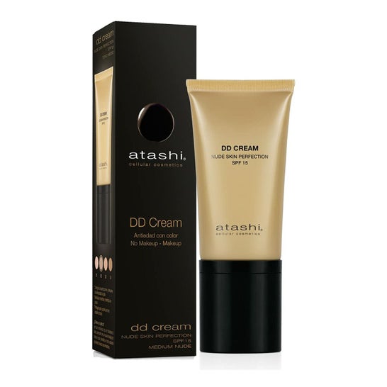 Atashi® Cellular Cosmetics DD creme de pele nua SPF15+ tonalidade média 50ml