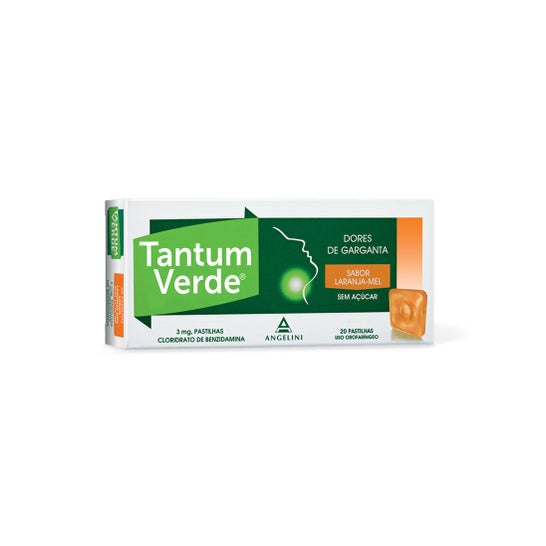Tantum Verde 3mg Benzidamina Mel e Laranja 20 Pastilhas