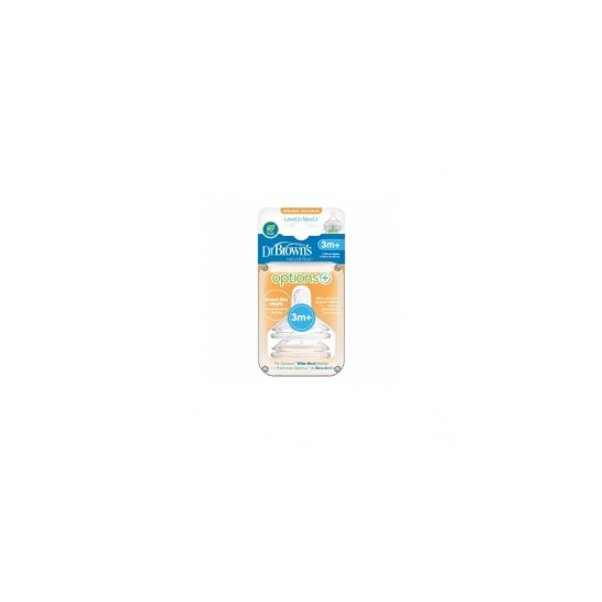 Dr. Brown's silicone tetina opções + boca larga 6 meses 2uds