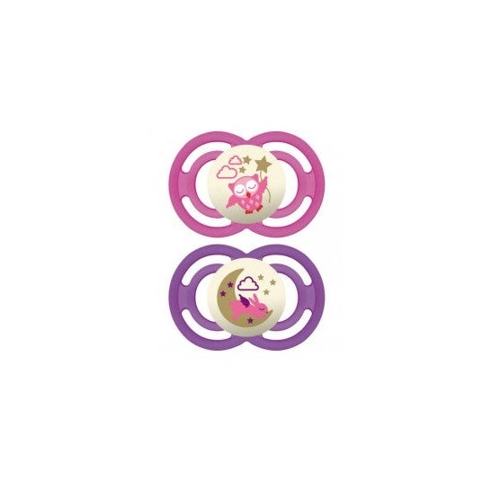 Mamãe Chupeta Noite Perfeita 18+ meses Estrilização de Silicone Raiz x2