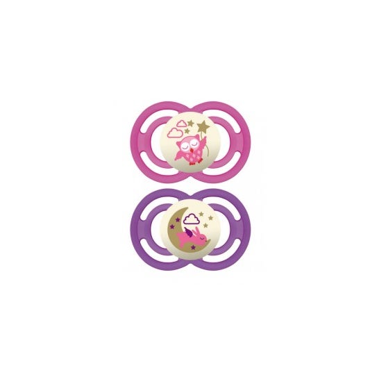 Mamãe Chupeta Noite Perfeita 18+ meses Estrilização de Silicone Raiz x2