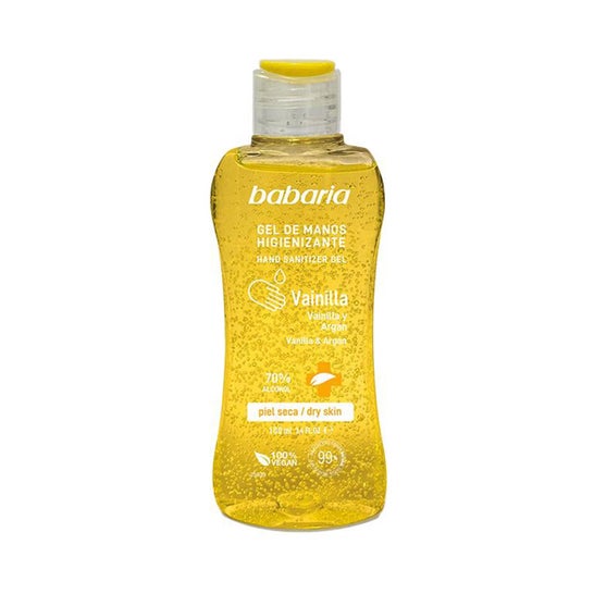 Babaria Baunilha e Argan Hand Sanitizer Gel Pele Seca 70% Álcool 100ml