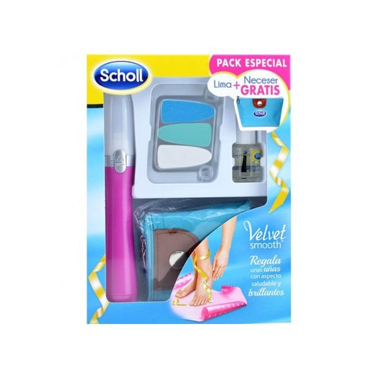 Scholl Velvet Smooth Pack Lixa Electrónica de Unhas + Óleo de Unhas + Saco de Higiene Pessoal