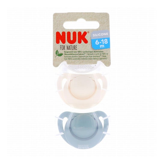 Nuk For Nature Chupetes Verde y Beige de 6 a 18M 2uds