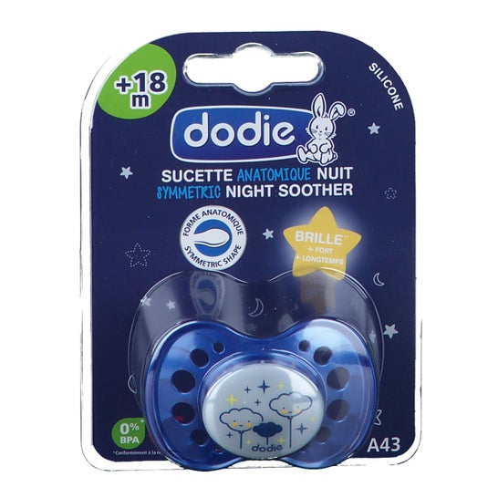 Dodie Anatomic Pacifier Silicone Noite sem Anel +18 meses Nø43