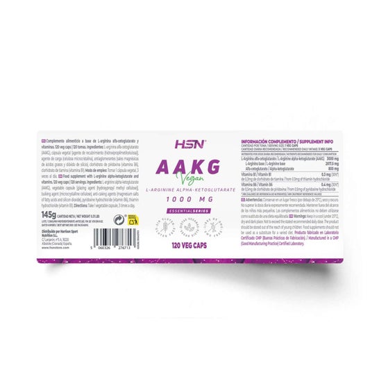 HSN Arginina Alfa-Cetoglutarato 1000mg AAKG 120vcaps