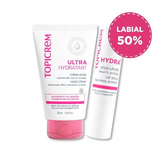 Topicrem Pack Duo Soin Crema de Manos Ultra Hidratante 50ml + Stick Labial 4g 2uds