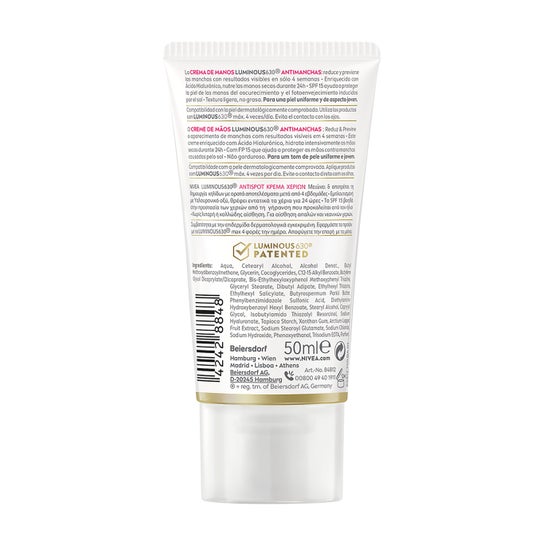 Nivea Luminous 630º Antimanchas Crema Manos Spf15 50ml