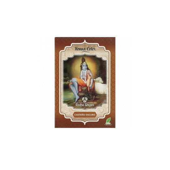 Radhe Shyam Hena Corante Natural Castanha Poeira Escura 100gr