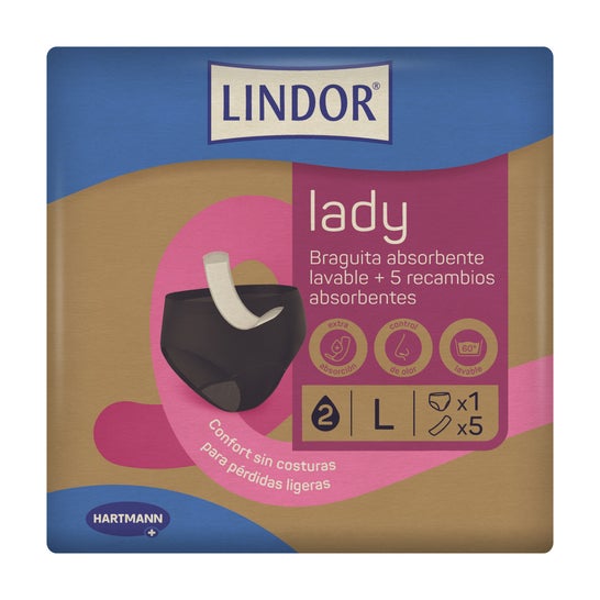 Lindor Lady Ropa Interior Lavable Menstruación y Incontinencia Talla L + 5recambios