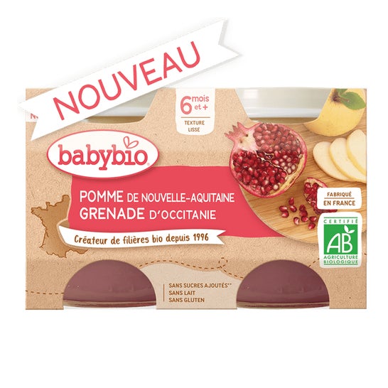 BabyBio Manzana Granada Pote 2x130g