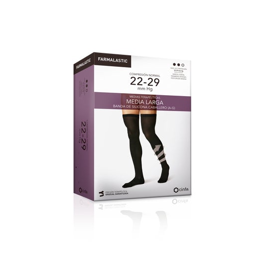 Farmalastic médio longo cavaleiro (AF) compressão normal T-grande preto 1ud