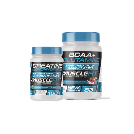 MuscleFit Pack Glutamina + BCAA´s Frutas del bosque 500g + Creatina Monohidrato 300g + Shaker