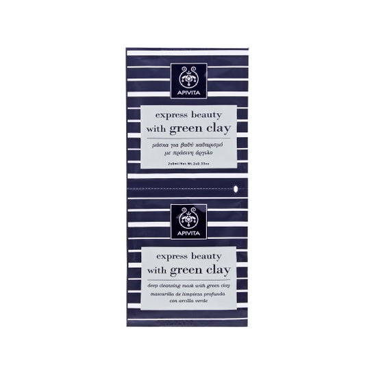 Apivita Express Beleza Argila Verde Máscara de Limpeza Profunda 2pcsx8ml