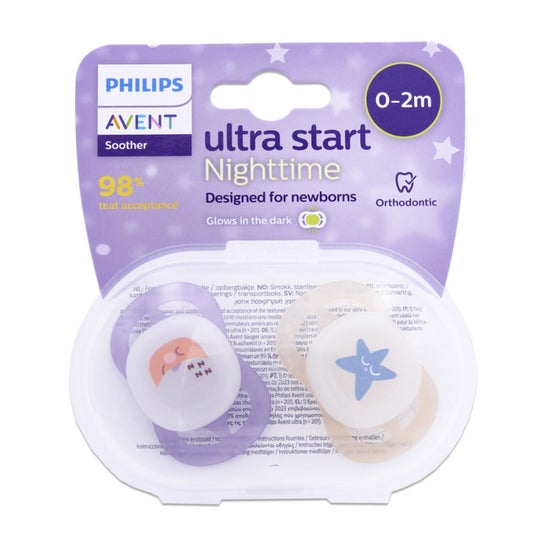 Philips Avent Ultra Start Nighttime Chupeta Scf075/09 2 Unidades