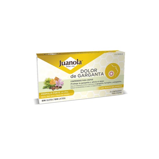 Juanola Garganta Dorida Própolis Forte Sabor Balsâmico Suave 20 Comprimidos Juanola Garganta Dorida Própolis Forte Sabor Balsâmico Suave 20 Comprimidos