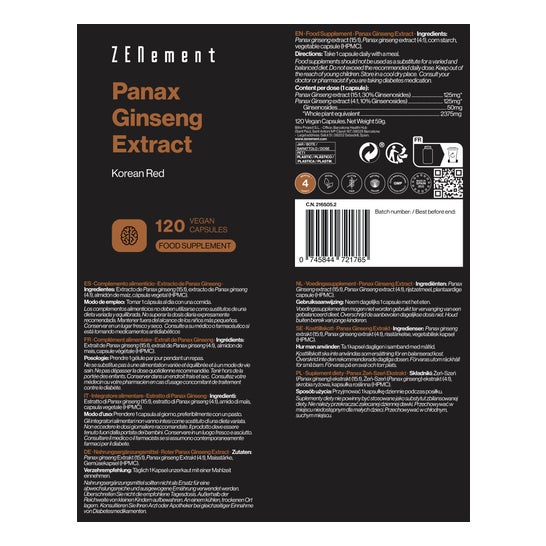 Zenement Panax Ginseng Altamente Concentrado 2.375mg 120caps