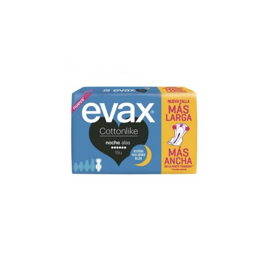 Evax Cottonlike comprime as asas para a noite 18 Uds