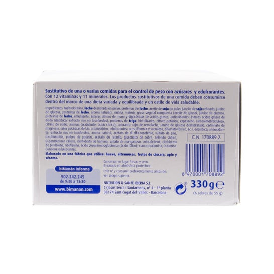 biManán Batido Sustitutivo Sabor Morango 6uds
