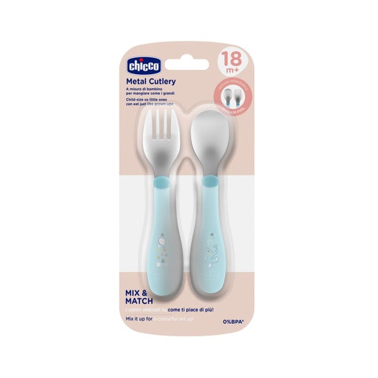 Chicco Set Duo Talheres Inox 18M+ Azul
