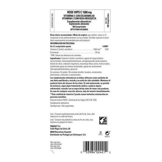 Solgar vitamina C com 1500mg de Rosa Mosqueta 180comp Solgar vitamina C com 1500mg de Rosa Mosqueta 180comp