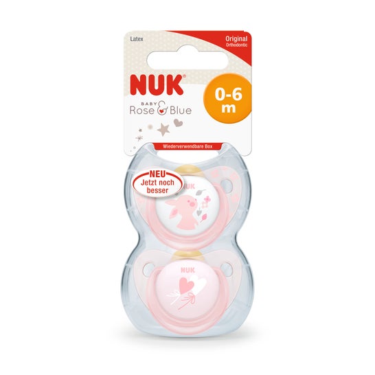 NUK Anatomical Pacifier Pink tamanho de látex 1 2 Unidades