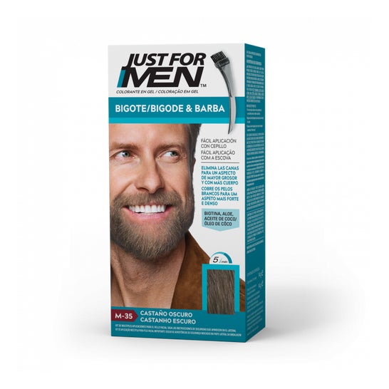 Just For Men gel de coloração marrom escuro para bigode e barba 30ml