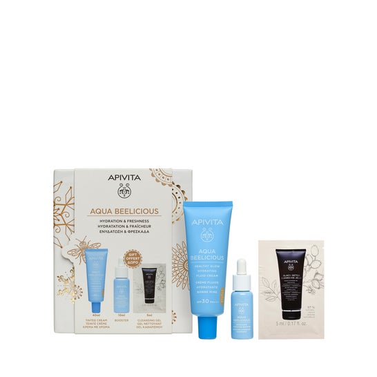 Apivita Pack Aqua Beelicius Tinted Cream 40ml + Booster Gift 10ml + Cleansing Gel 5ml