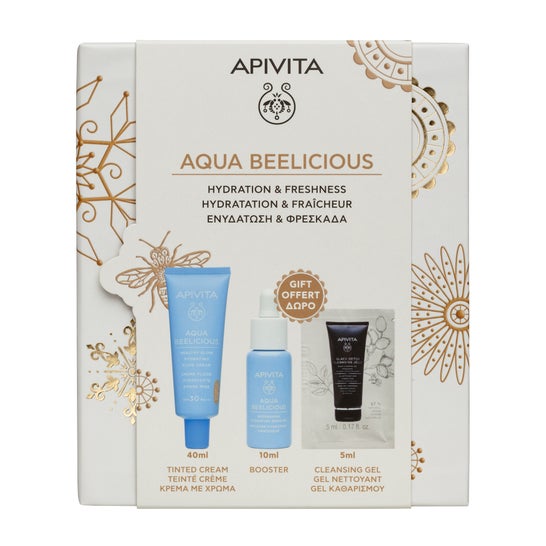 Apivita Pack Aqua Beelicius Tinted Cream 40ml + Booster Gift 10ml + Cleansing Gel 5ml