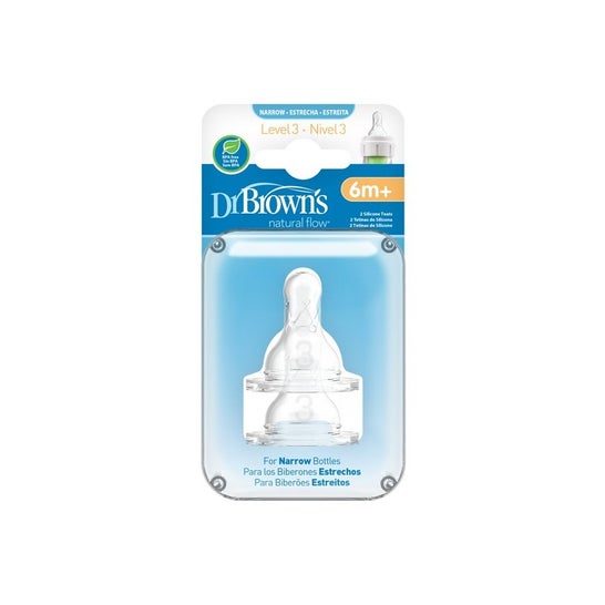 Tetina de Silicone Natural Padrão Dr. Brown +6 Meses N3 2 peças
