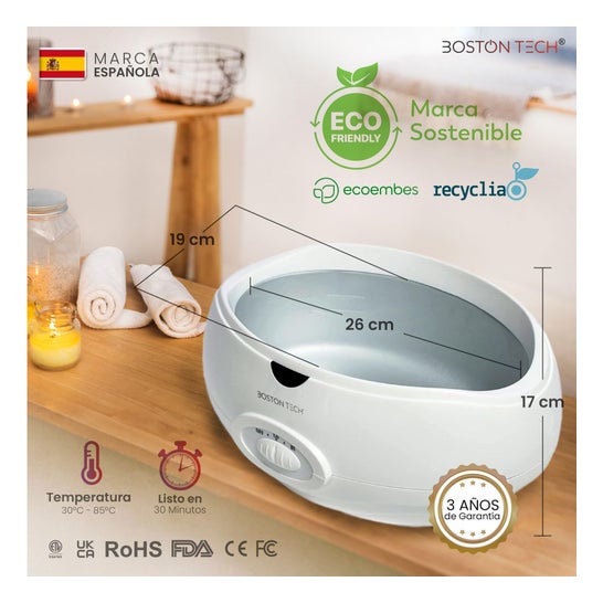 Boston Tech ParaffinLux Banho de Parafina para Mãos 3 Litros Com Cera Rosa