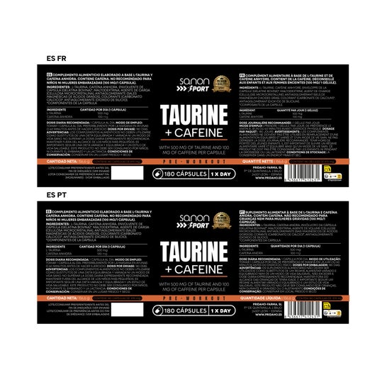 Sanon Sport Taurina + Cafeína 180 caps