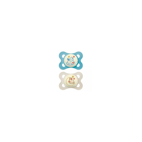 Mam Chupeta Silicone Original Pure Night Azul 2 Unidades