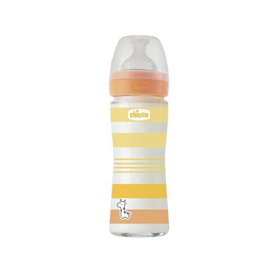 Chicco Well-Being Biberão Vidro Fluxo Lento Laranja +0M 240ml Chicco Well-Being Biberão Vidro Fluxo Lento Laranja +0M 240ml