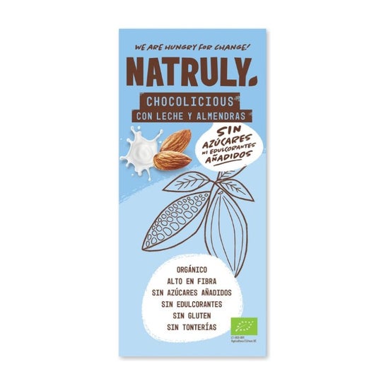 Natruly Chocolate com Leite Amêndoas Sem Açúcar 85g