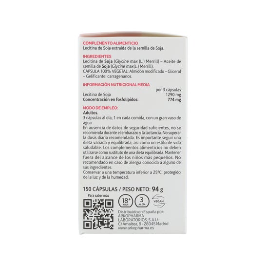 Lecitina de soja Arkocaps 150 cápsulas