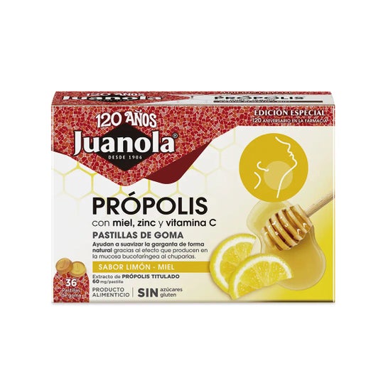 Juanola Própolis Mel Zinco e Vitamina C Limão Mel 36 Pastilhas