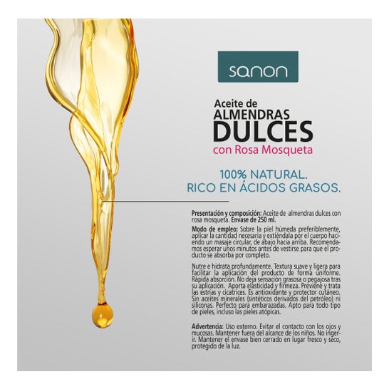 Sanon óleo de amêndoas com rosa mosqueta 250ml